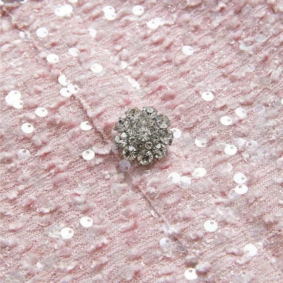 Elegant Sequin tweed Dress & Blazer 2 piece Suit Set pink - Picture 9 of 12